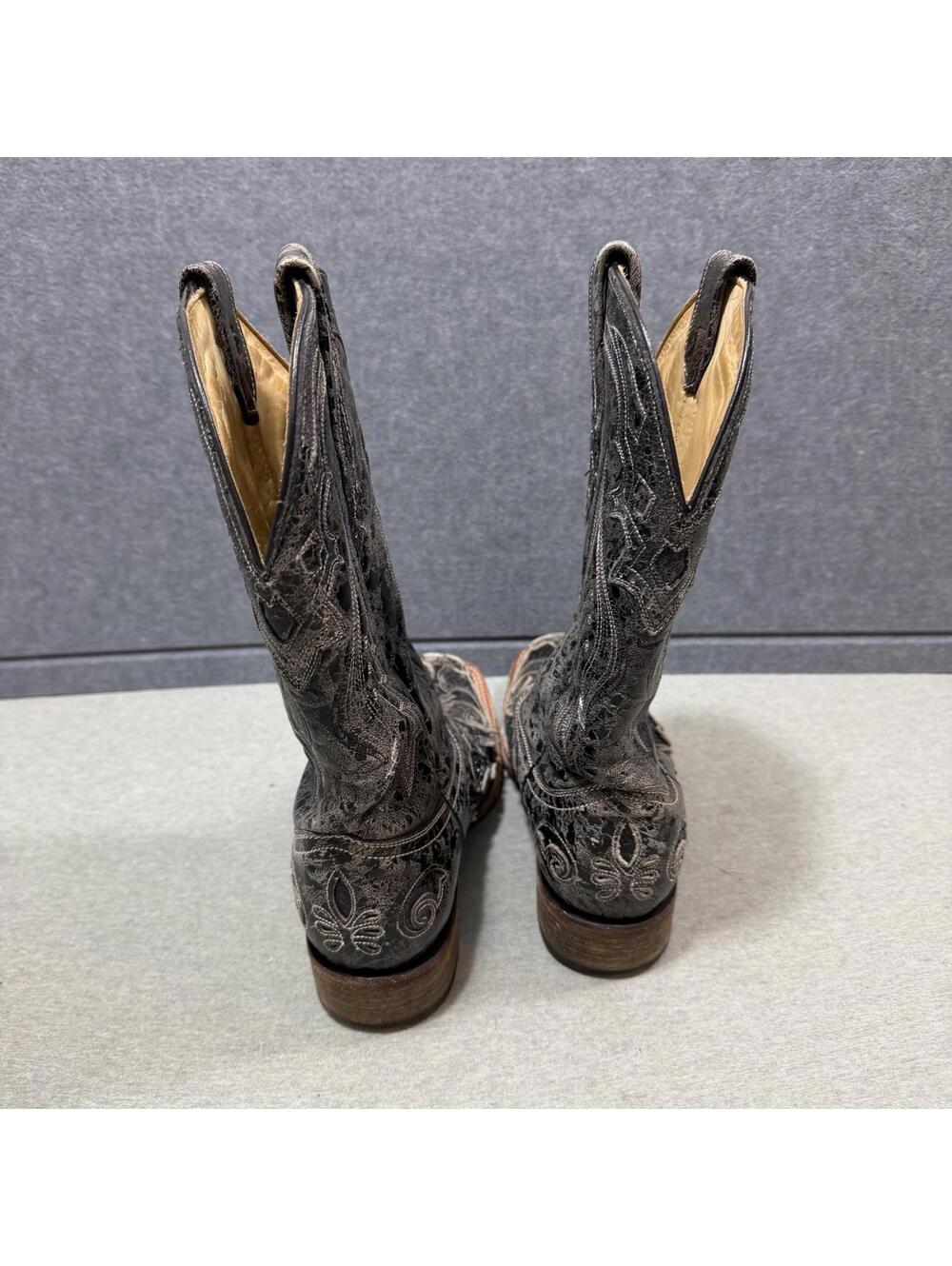 Corral Vintage Boots Western Cowgirl Embroidered Leather Gray Womens Size 10M - Picture 6 of 10